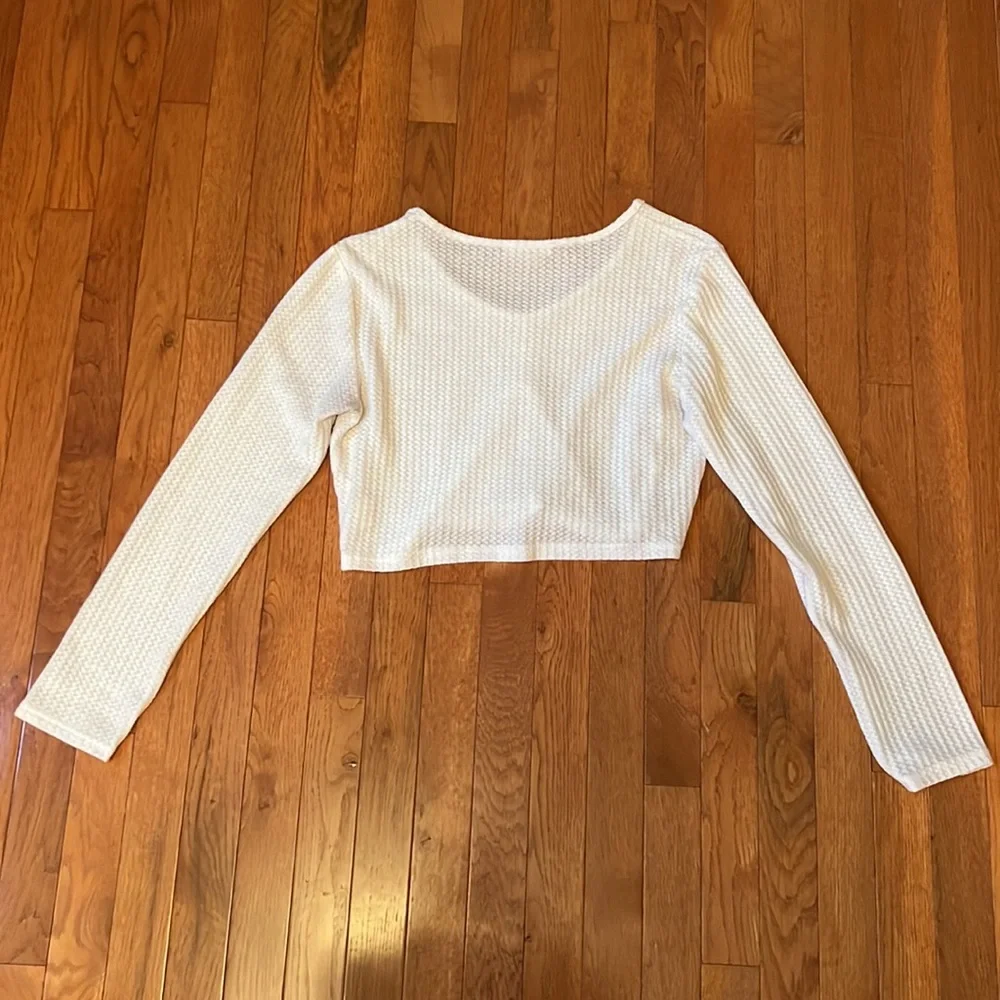 White Long Sleeve Crop Top
